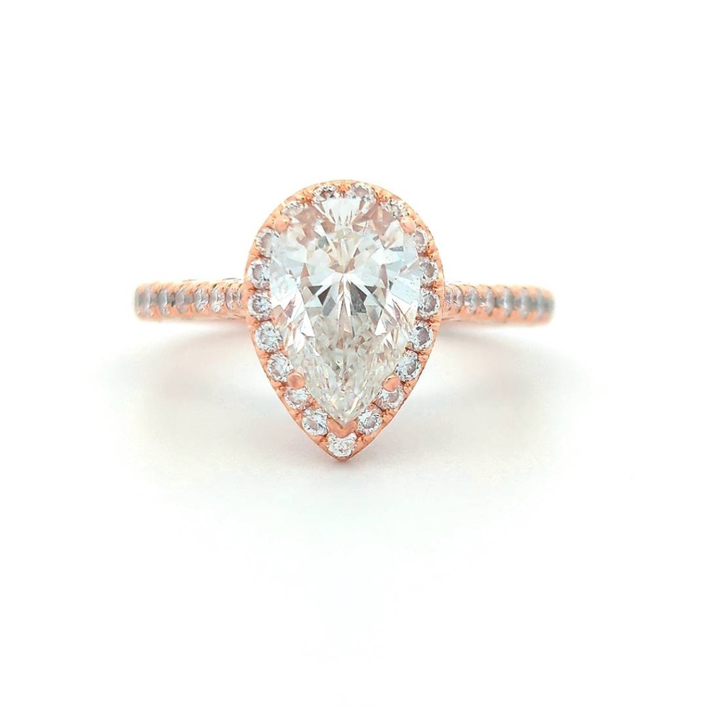 Tacori Pear Bloom Engagement Ring 18kt Rose Gold 6.5 PRISTINE Condition